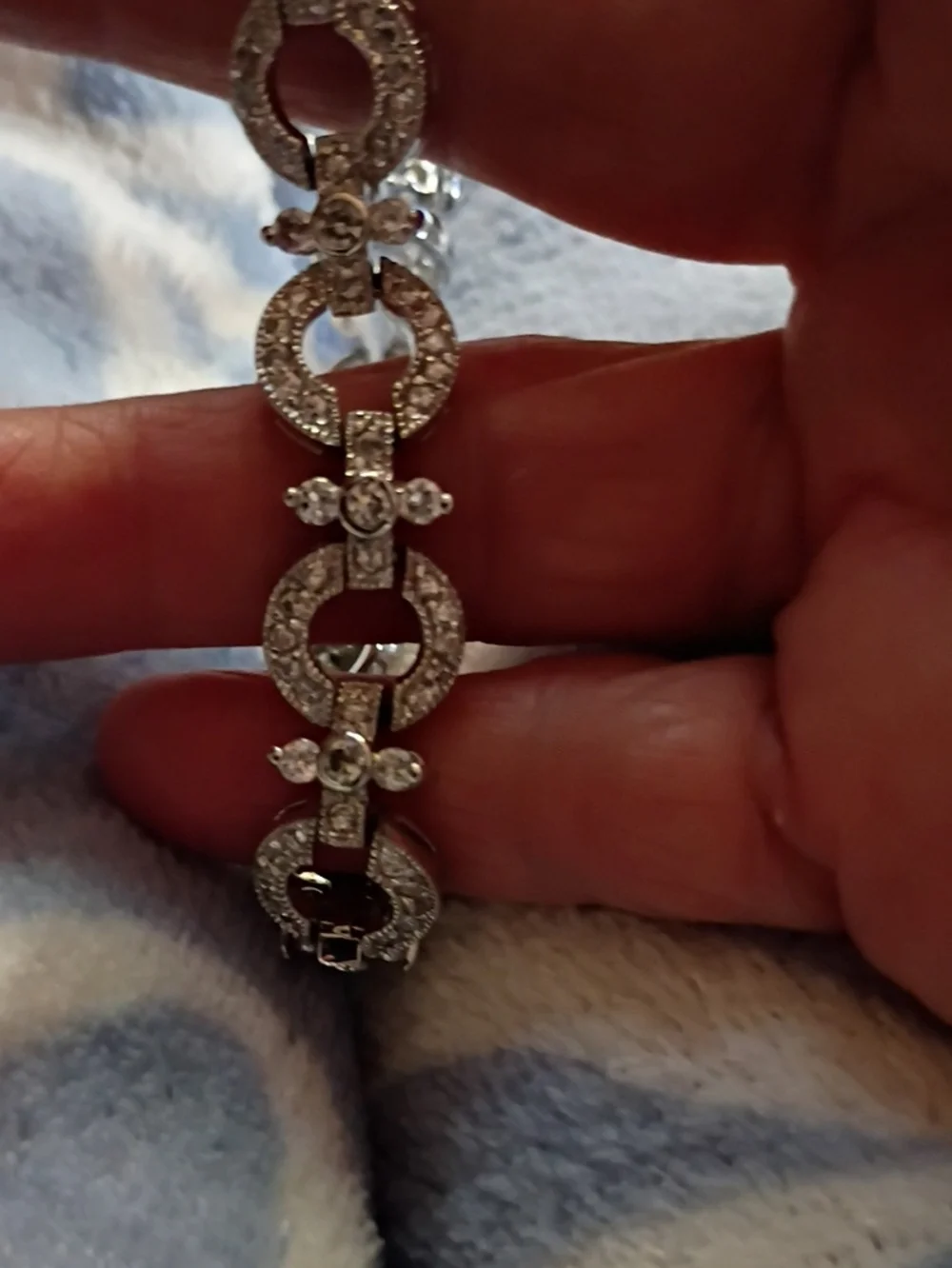 Joan Rivers Silver Crystal Circle Link Bracelet - Unbranded